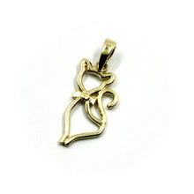 Load image into Gallery viewer, SOLID 18K YELLOW GOLD SMALL 17mm 0.67" CAT PENDANT, MADE IN ITALY.