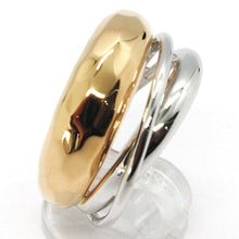 Load image into Gallery viewer, 18k rose white gold band ring, half hammered and half multi wires, bicolor.