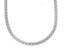 Load image into Gallery viewer, 18k white gold basket rounded 4mm tubular basket popcorn chain necklace, 20".