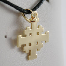 Load image into Gallery viewer, solid 18k yellow gold flat 18mm Jerusalem Cross, smooth and satin, made in Italy.