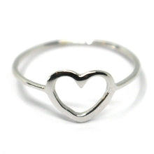 Load image into Gallery viewer, SOLID 18K WHITE GOLD HEART LOVE RING, 10mm DIAMETER FLAT HEART CENTRAL, SMOOTH.