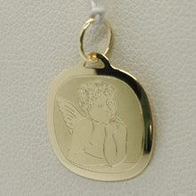 Load image into Gallery viewer, 18K YELLOW GOLD PENDANT SQUARE MEDAL GUARDIAN ANGEL 15 MM ENGRAVABLE ITALY MADE.