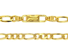 Load image into Gallery viewer, SOLID 18K GOLD FIGARO GOURMETTE CHAIN 4.2mm WIDTH, 20", ALTERNATE 3+1 NECKLACE.