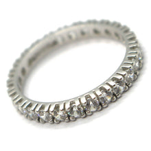 Cargar imagen en el visor de la galería, 18k white gold eternity band ring, white cubic zirconia, thickness 3 mm.