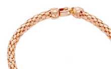 Cargar imagen en el visor de la galería, 18k rose gold basket rounded 4.5mm tubular basket popcorn chain necklace, 18".