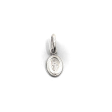 Load image into Gallery viewer, solid 18k white gold Miraculous medal pendant, Virgin Mary, Madonna, small 8x5mm.