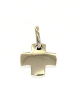 Load image into Gallery viewer, SOLID 18K WHITE GOLD SMALL CROSS 13mm, ROUNDED SQUARED SMOOTH MADE IN ITALY.