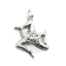 Charger l'image dans la galerie, 18k white gold pendant, rounded Trinacria 25mm, excavated back, made in Italy.