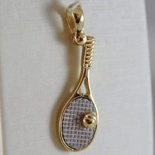 Load image into Gallery viewer, SOLID 18K WHITE &amp; YELLOW GOLD TENNIS RACKET WITH BALL PENDANT MADE IN ITALY.
