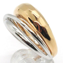 Load image into Gallery viewer, 18k rose white gold band ring, half hammered and half multi wires, bicolor.