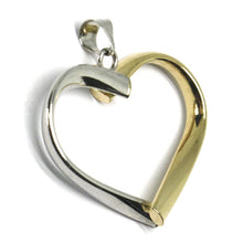 Load image into Gallery viewer, 18K YELLOW WHITE GOLD PENDANT ROUNDED HEART, DIAMETER 28mm, 1.1 inches, HUG.