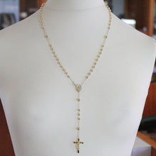 Cargar imagen en el visor de la galería, 18k yellow gold big rosary necklace miraculous Mary medal Jesus cross Italy made.