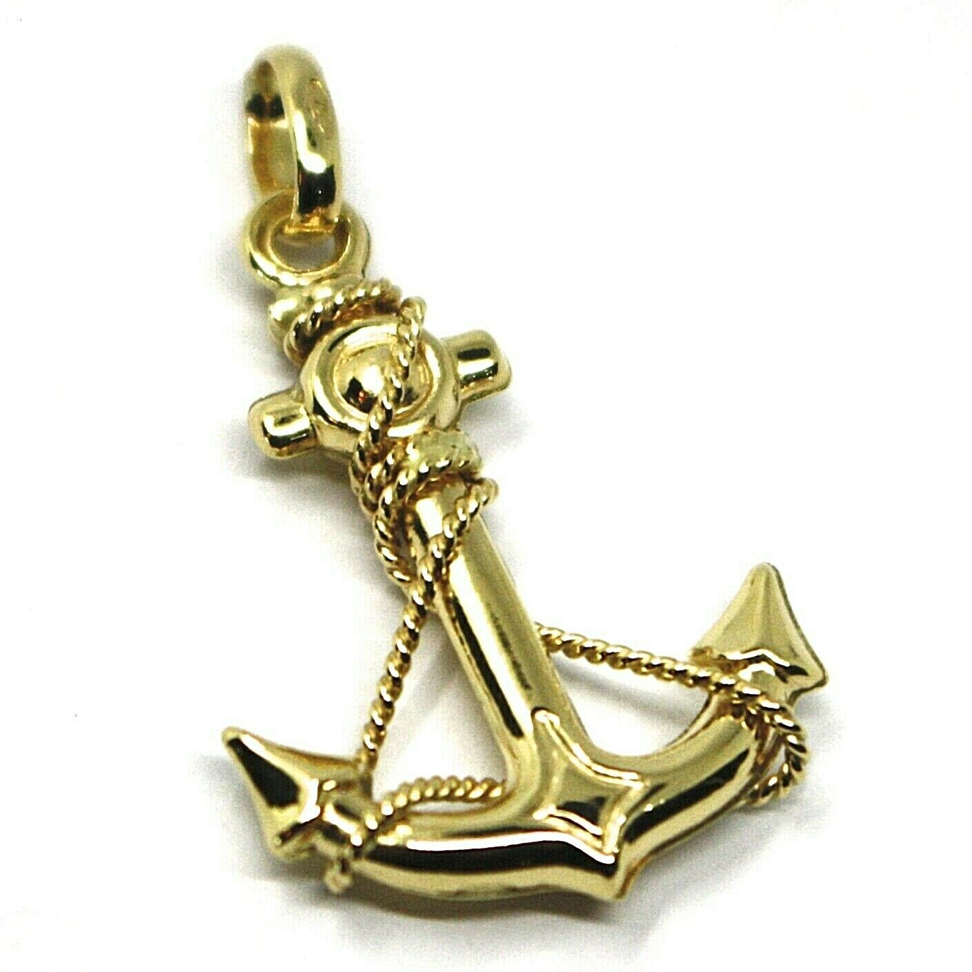 18K YELLOW GOLD NAUTICAL BIG ANCHOR ROUNDED PENDANT, LENGHT CM,