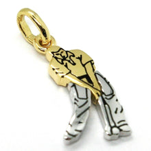 Load image into Gallery viewer, SOLID 18K YELLOW WHITE GOLD 20mm 0.8" GOLF PLAYER PENDANT, ITALY MADE.