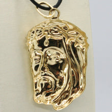 Load image into Gallery viewer, 18K YELLOW GOLD JESUS FACE PENDANT CHARM 37 MM, 1.5 IN, FINELY WORKED ITALY MADE.
