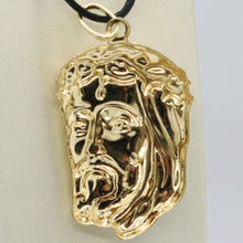 Load image into Gallery viewer, 18K YELLOW GOLD JESUS FACE PENDANT CHARM 37 MM, 1.5 IN, FINELY WORKED ITALY MADE.