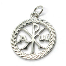 Load image into Gallery viewer, SOLID 18K WHITE GOLD MONOGRAM OF CHRIST PENDANT, PEACE, MEDAL, 0.8 INCHES.