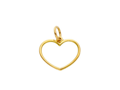 SOLID 18K YELLOW GOLD 15mm HEART PENDANT CHARM, LUMINOUS, BRIGHT, SMOOTH.