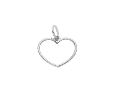 SOLID 18K WHITE GOLD 15mm HEART PENDANT CHARM, LUMINOUS, BRIGHT, SMOOTH.