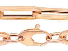 Charger l'image dans la galerie, 18K ROSE GOLD LONG 31.5" 80cm CHAIN SQUARED OVAL PAPER CLIP 4x15mm ITALY MADE.