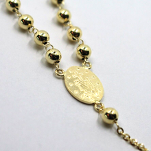 Load image into Gallery viewer, 18k yellow gold Rosary necklace Miraculous Mary medal Jesus Cross 4mm spheres.