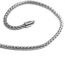 Cargar imagen en el visor de la galería, 18k white gold bracelet basket round tube popcorn link 1.8 mm 19cm made in Italy.