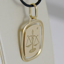 Load image into Gallery viewer, solid 18k yellow gold libra zodiac sign medal pendant, zodiacal, made in Italy.