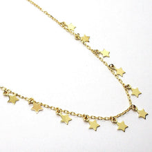Load image into Gallery viewer, 18K YELLOW GOLD NECKLACE WITH PENDANT FLAT STARS STAR, 16.5 INCHES MADE IN ITALY.