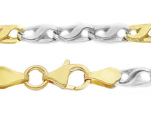 Load image into Gallery viewer, 18K YELLOW WHITE GOLD CHAIN 3.5mm ALTERNATE 5+3 OVAL INFINITE ROUNDED LINK 20".