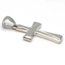 Cargar imagen en el visor de la galería, 18k white gold square ondulate cross, 3 cm, 1.2 inches, brigth, made in Italy.