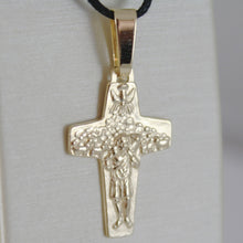 Load image into Gallery viewer, SOLID 18K YELLOW GOLD GOOD SHEPHERD POPE FRANCIS CROSS, FRANCESCO, MADE IN ITALY.