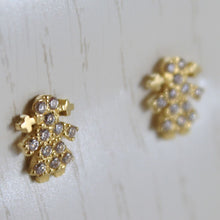 Load image into Gallery viewer, 18k yellow gold earrings with mini girl girls & zirconia.