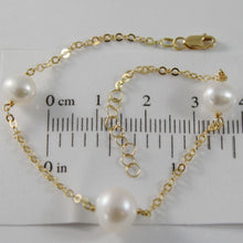 Charger l'image dans la galerie, 18k yellow gold bracelet 7.5 inches with round chain & white pearl made in Italy.