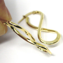 Charger l'image dans la galerie, 18K YELLOW GOLD PENDANT EARRINGS ONDULATE BIG INFINITE 3.5cm, 1.38" INCHES.
