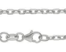 Cargar imagen en el visor de la galería, 18K WHITE GOLD SOLID CHAIN SQUARED CABLE 2.2mm OVAL LINKS, 24" 60cm ITALY MADE.