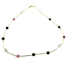 Load image into Gallery viewer, 18k yellow gold 24" necklace drops heart purple green blue orange tourmaline.