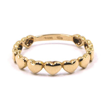 Load image into Gallery viewer, SOLID 18K ROSE GOLD BAND RING, ROW OF ROUNDED HEARTS, HEART, MADE IN ITALY.