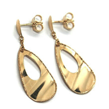 Cargar imagen en el visor de la galería, 18K ROSE GOLD PENDANT EARRINGS ONDULATE WORKED DROPS, 4cm, 1.57" MADE IN ITALY.