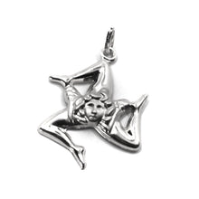 Charger l'image dans la galerie, 18k white gold pendant, rounded Trinacria 25mm, excavated back, made in Italy.