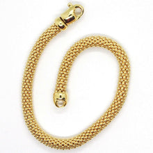 Load image into Gallery viewer, 18k yellow gold bracelet, 18.5 cm, 7.3 inches, basket weave tube, popcorn 5 mm.