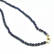 Charger l'image dans la galerie, 18k yellow gold long 35" 90cm necklace lapis lazuli big drop white & gray pearls.