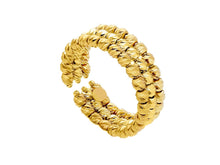 Load image into Gallery viewer, 18k yellow gold ring, triple row of diamond cut worked 2mm spheres, balls.