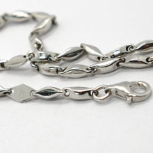 Cargar imagen en el visor de la galería, 18k white gold bracelet alternate tube ondulate oval link, made in Italy.