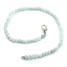 Load image into Gallery viewer, 18k white gold beaded bracelet 7.3" 18.5cm faceted round aquamarine diameter 3mm.