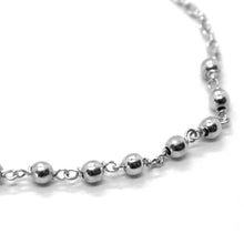 Load image into Gallery viewer, 18k white gold rosary bracelet, 2.5 mm spheres, cross & miraculous medal.