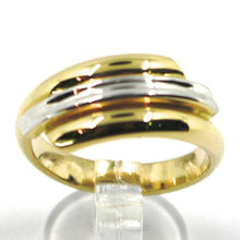 Load image into Gallery viewer, 18K YELLOW WHITE GOLD BAND RING, TRIPLE TUBE, ROUNDED, BICOLOR.