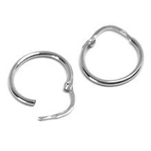 Cargar imagen en el visor de la galería, 18k white gold round circle hoop small earrings diameter 13mm x 1.2mm, Italy.