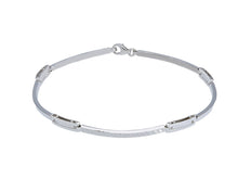 Charger l'image dans la galerie, 18K WHITE GOLD MAN SEMI RIGID BANGLE THIN BRACELET ALTERNATE 2-3mm WORKED PLATES.
