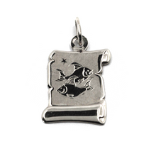 Charger l'image dans la galerie, 18k white gold parchment medal pendant, 18mm zodiacal sign pisces smooth & satin.