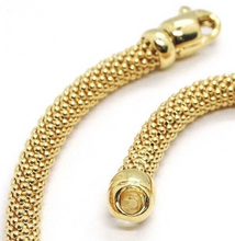 Cargar imagen en el visor de la galería, 18k yellow gold basket rounded big 5mm tubular basket popcorn chain necklace 18".